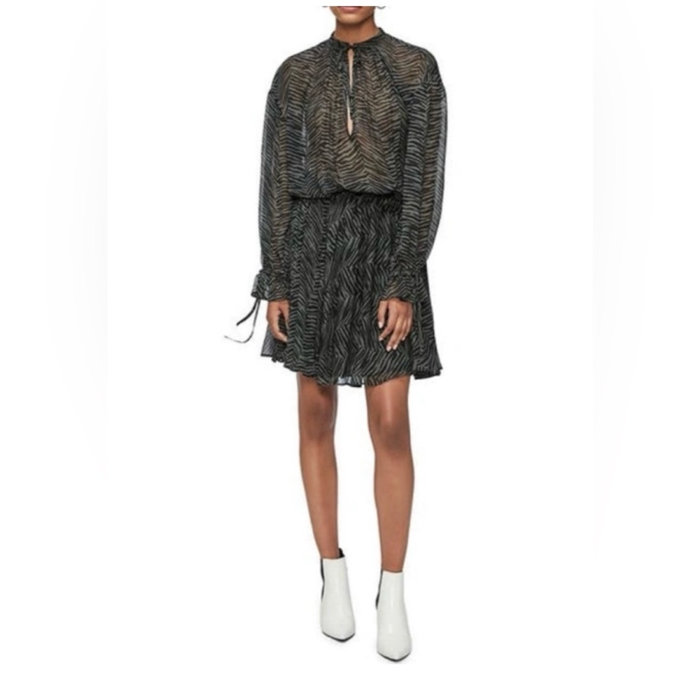 Anine Bing Black and Brown Zebra Print Dress